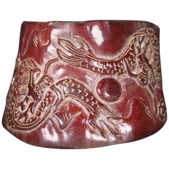 20th Century Chinese Carved Horse Hoof Dragon Motif