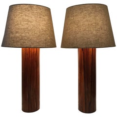 Large Pair of Swedish Luxus Rosewood Table Lamps by Uno & Östen Kristiansson