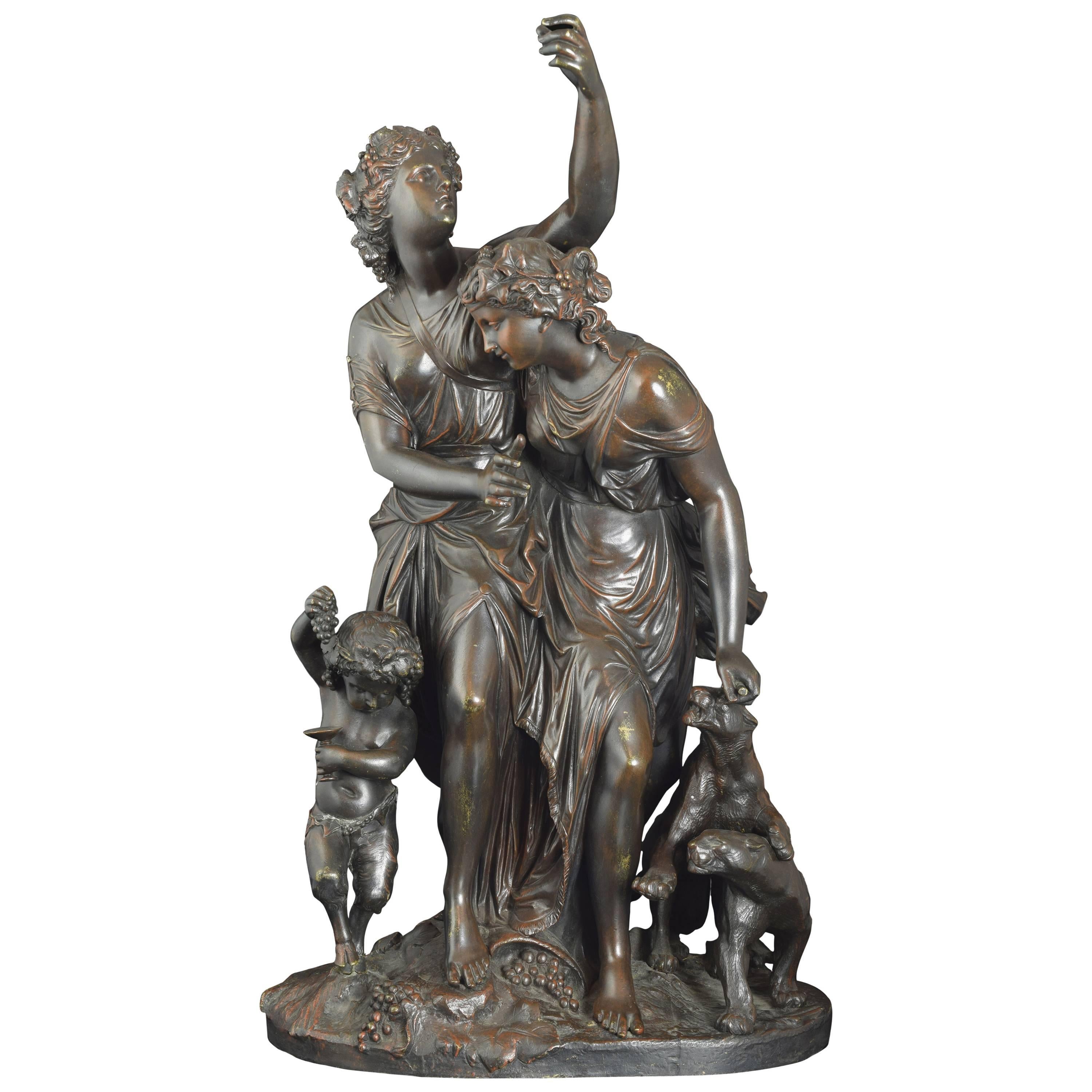 "Maenads with Satyr" Bronze, 19th Century