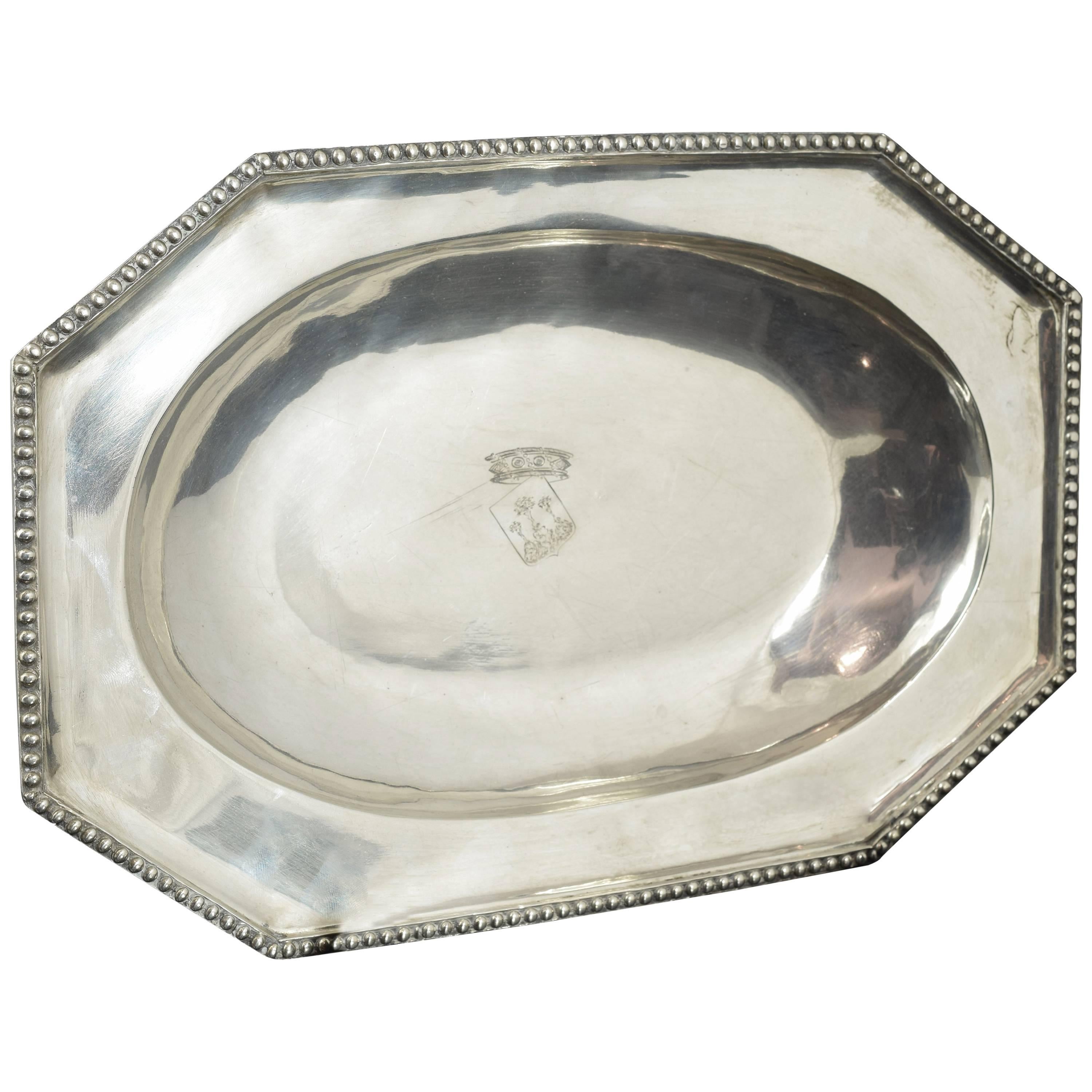 Solid Silver Tray, Barcelona, Spain, 18th Century