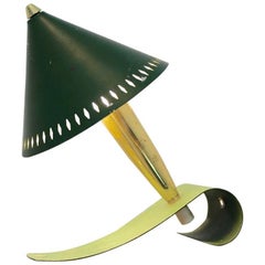 Swedish Pinocchio Desk and Wall Light in Brass and Green