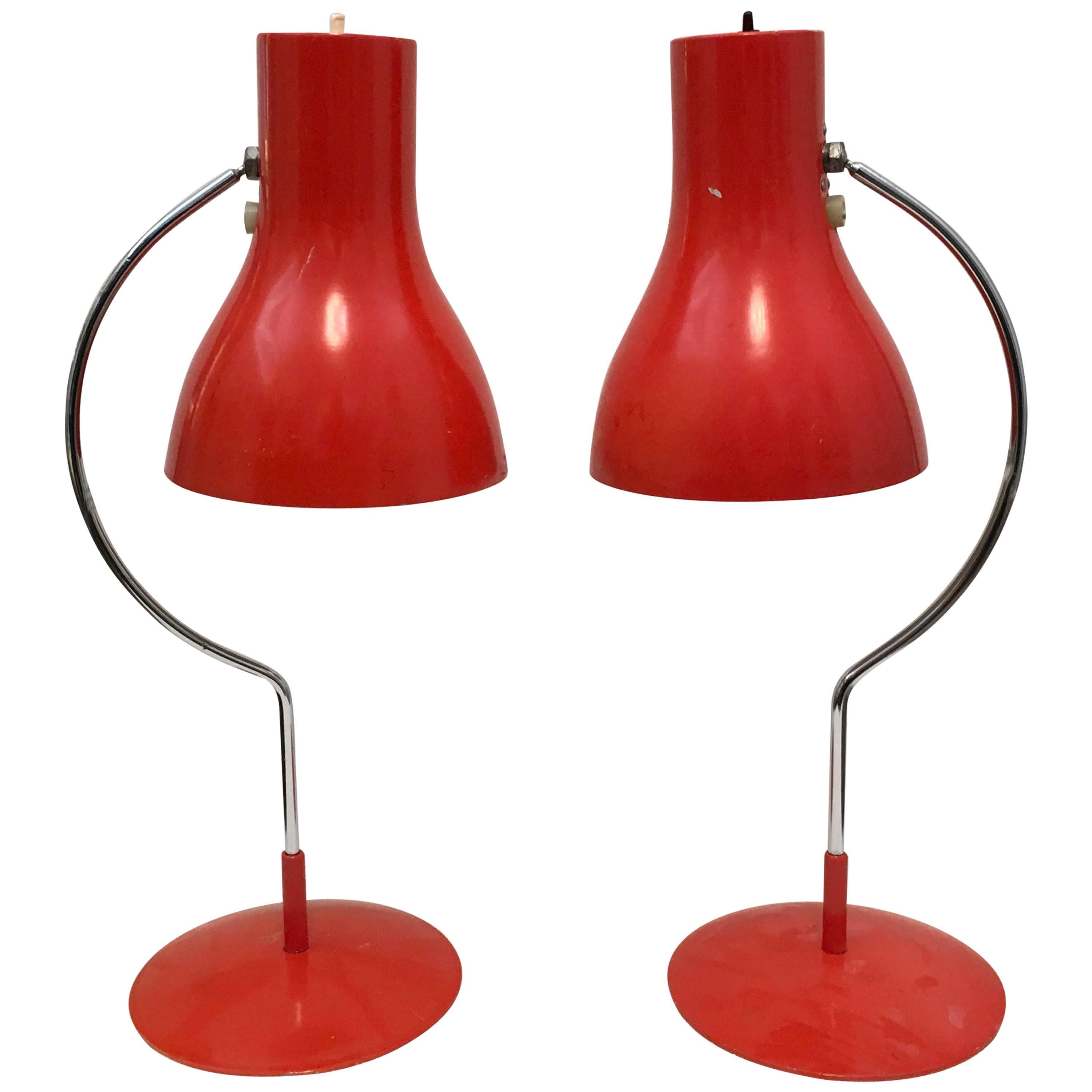 Red Midcentury Table Lamp by Josef Hurka for Napako For Sale