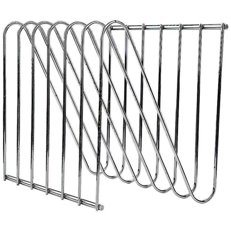 Vintage Modern and Industrial Style, Steel Chromed Magazine Rack by Arnal