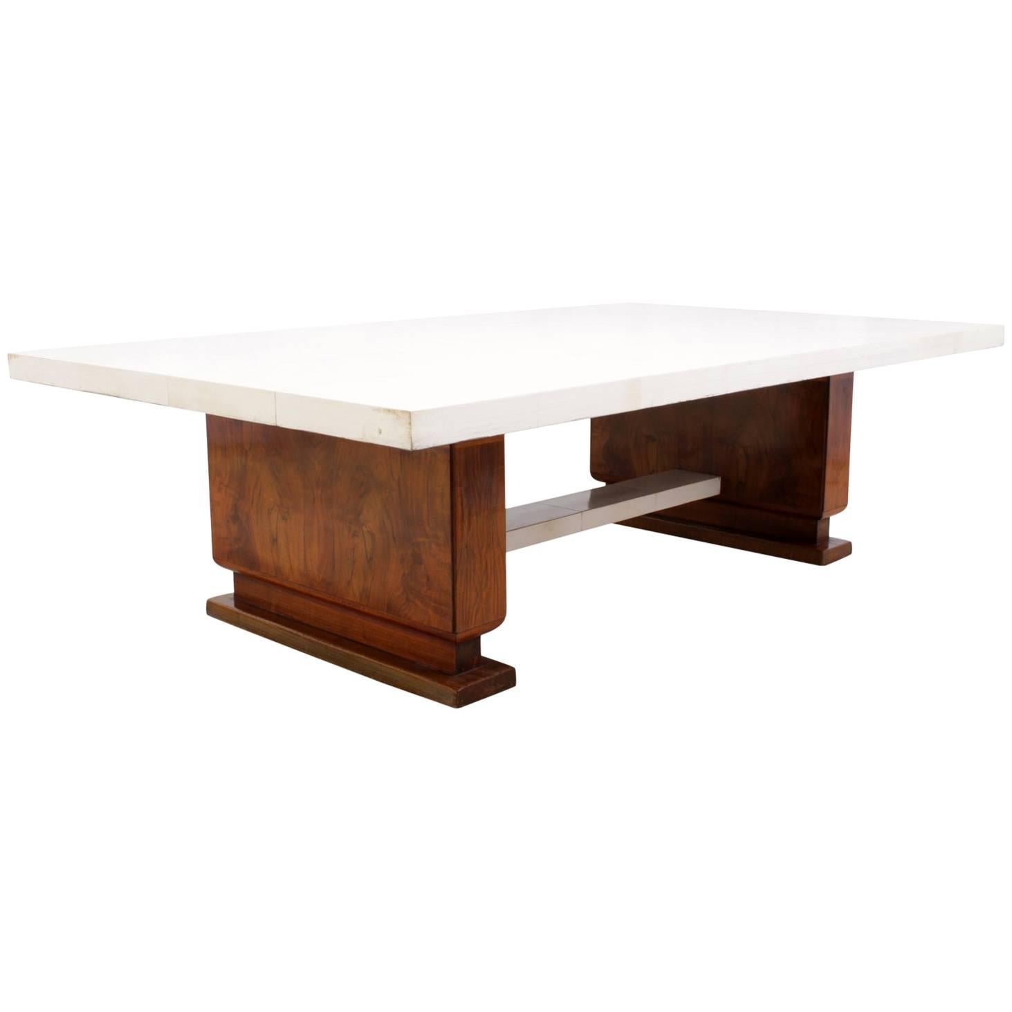 Art Deco Walnut and Parchment Coffee Table