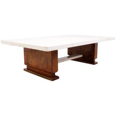 Art Deco Walnut and Parchment Coffee Table