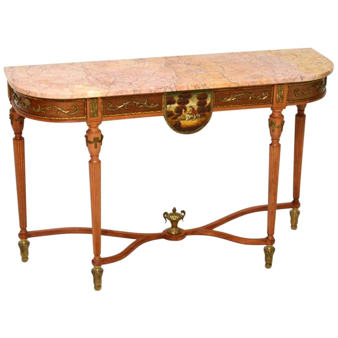 Antique French Louis XV Style Marble-Top Console Table