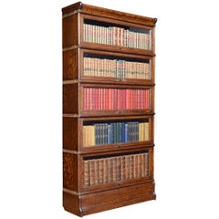 Antique Oak Globe Wernicke Five-Section Bookcase