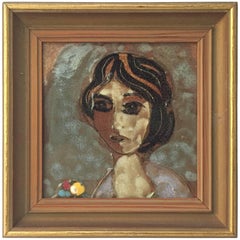 1950s Modern English Female Portrait Tile