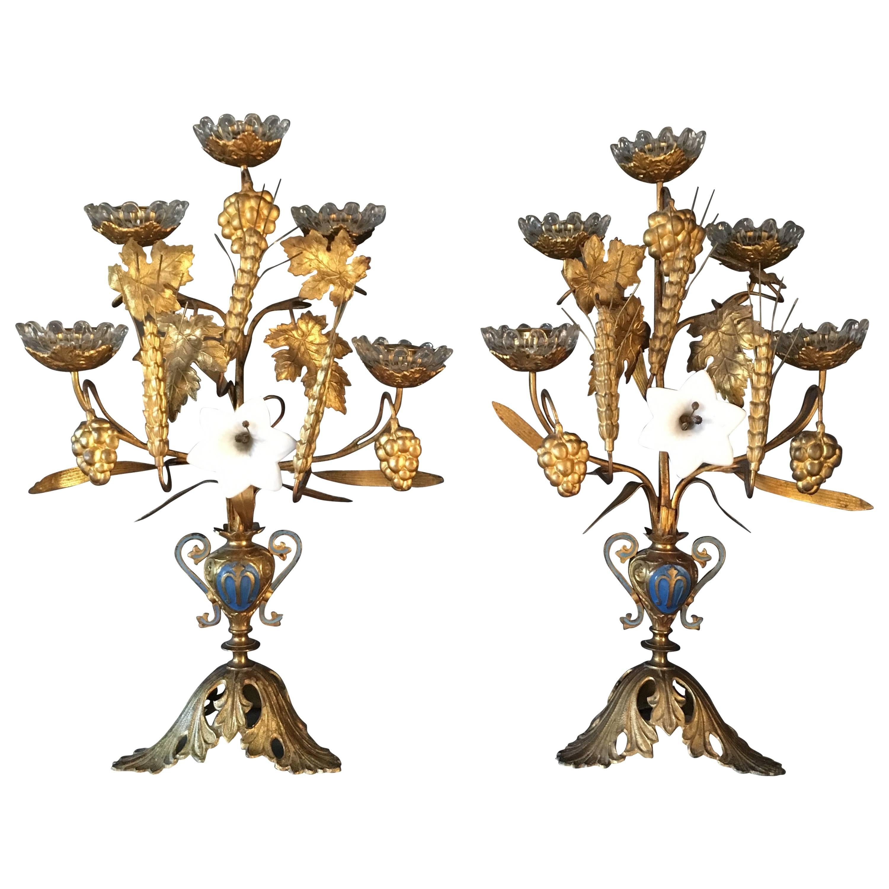 Late 19th Century Pair of French Church Candelabra