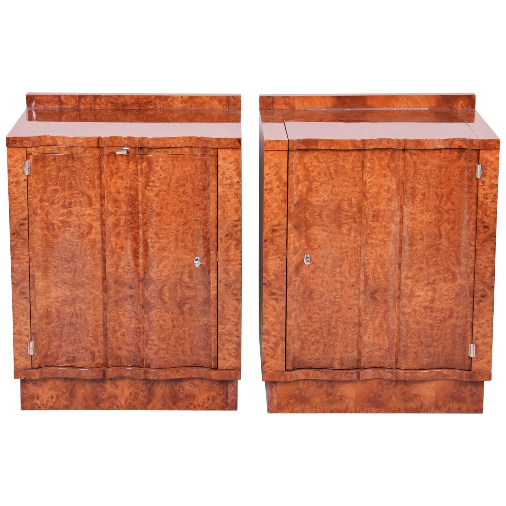 Pair of Art Deco Cabinets with Shelves from Czech Republic