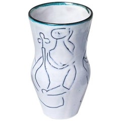 Ceramic Vase with Women Design by Jacques Innocenti, 1950s