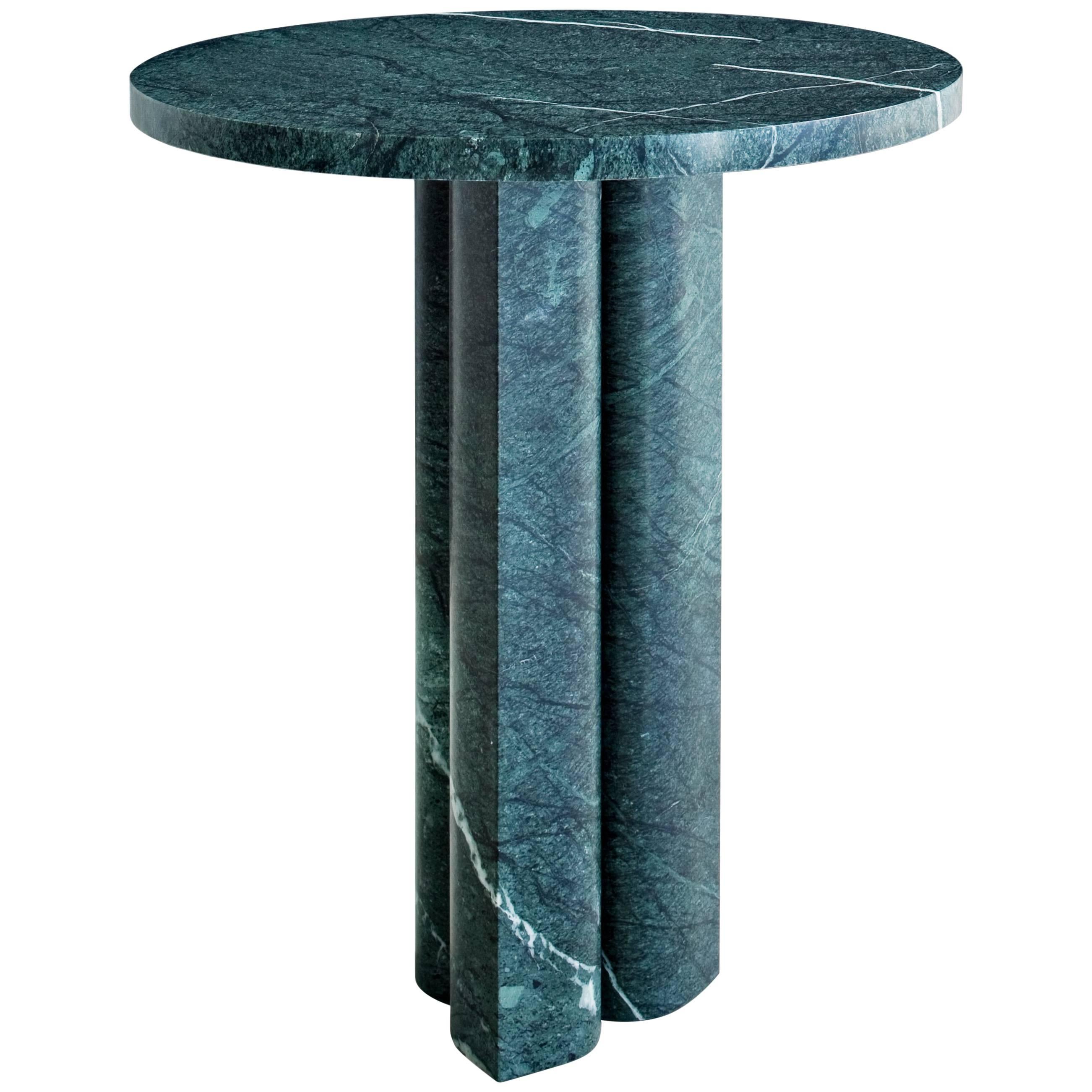 Salvatori 'Love Me, Love Me Not' Round Side Table in Verde Alpi Marble For Sale