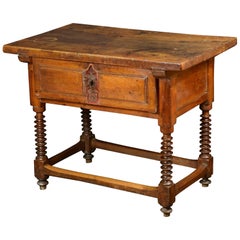 Walnut Table with "Lentil" Legs, Probably Guadalajara, Spain, 17th Century