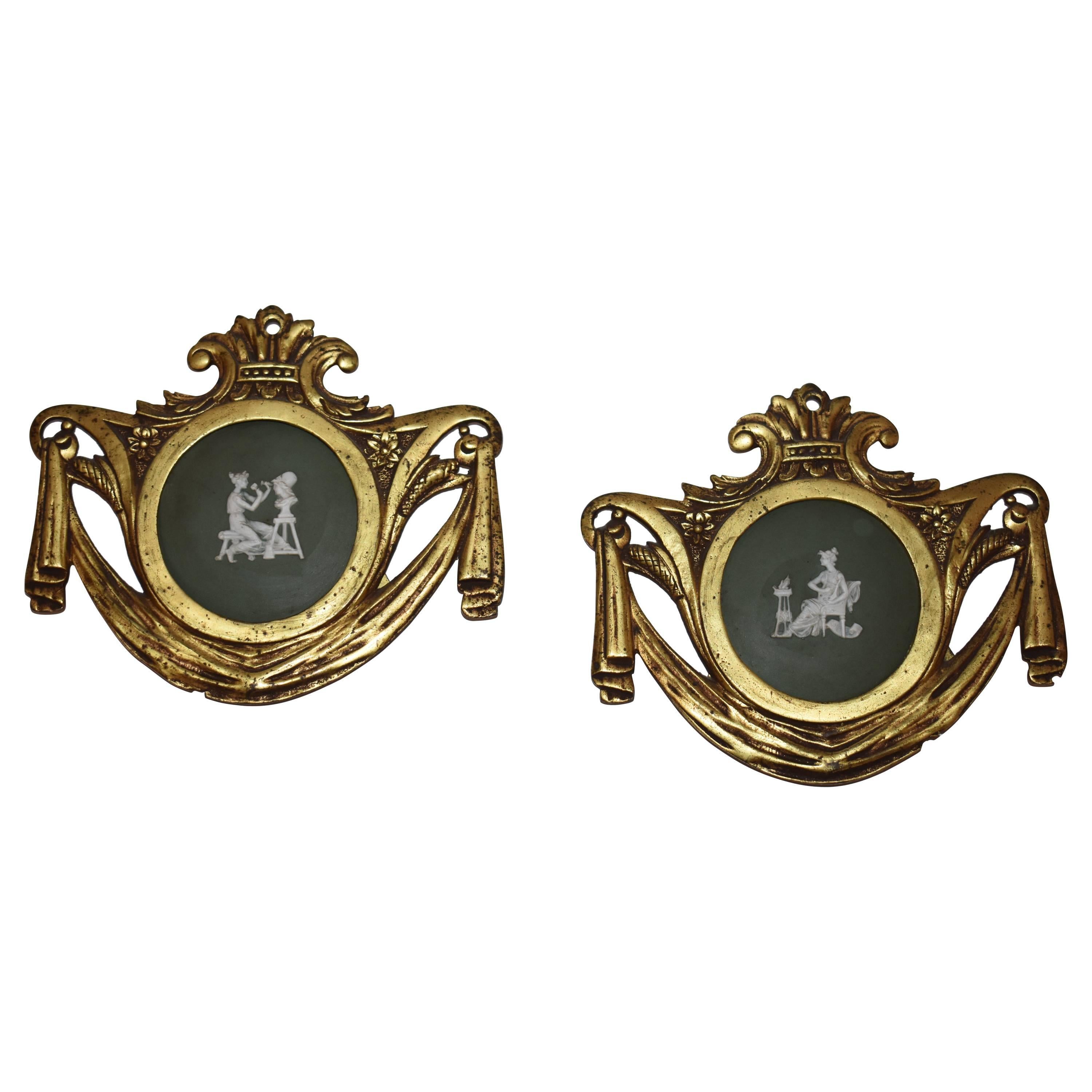 Miniature Jasperware Ornament Plaques in the Style of Wedgwood