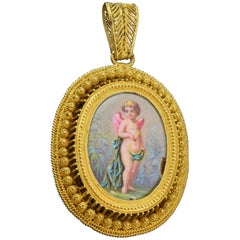 Empire Style Locket, circa 1800, 18-Karat Gold and Enamel