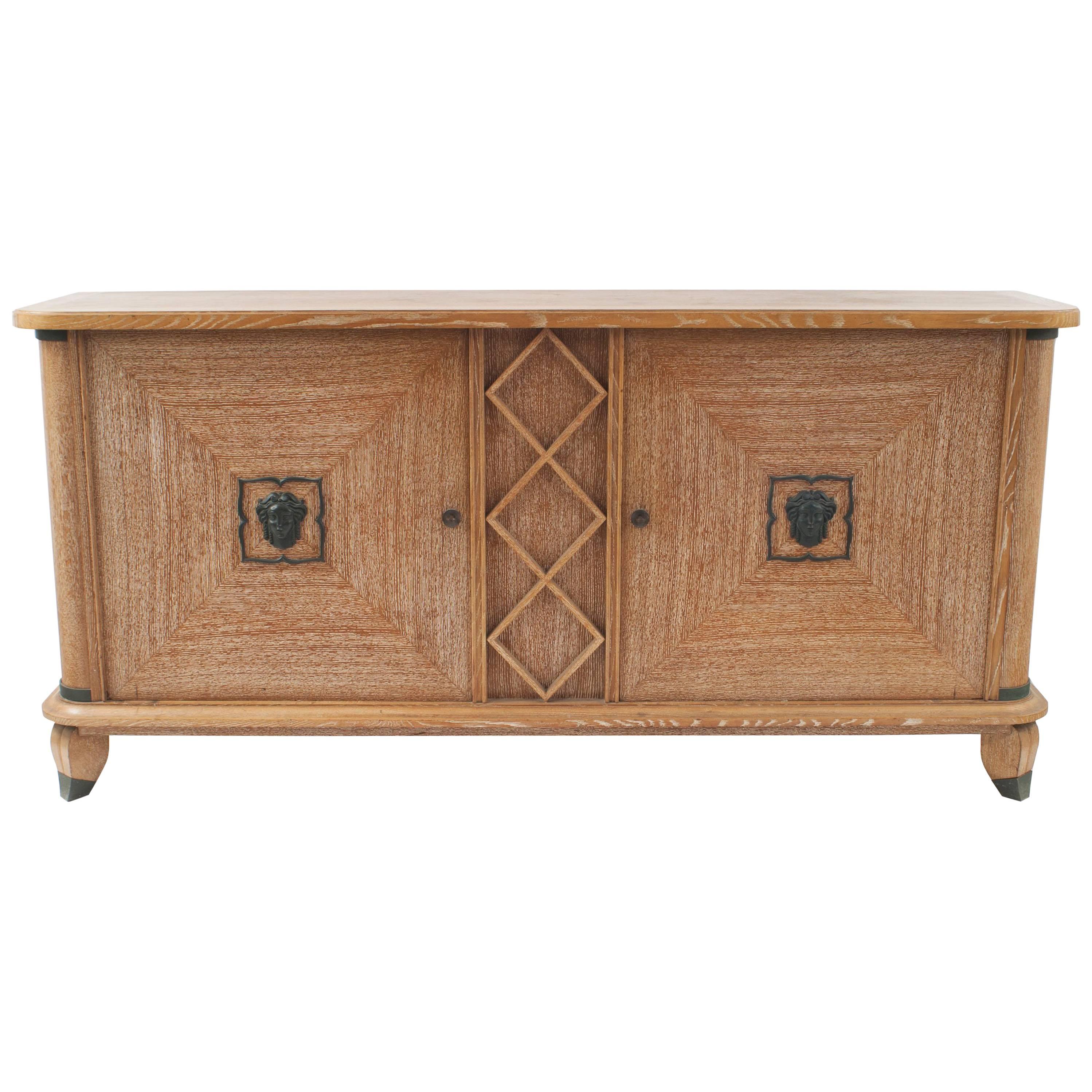 French 1940s Cerused Oak Buffet, Attrib. to Andre Arbus