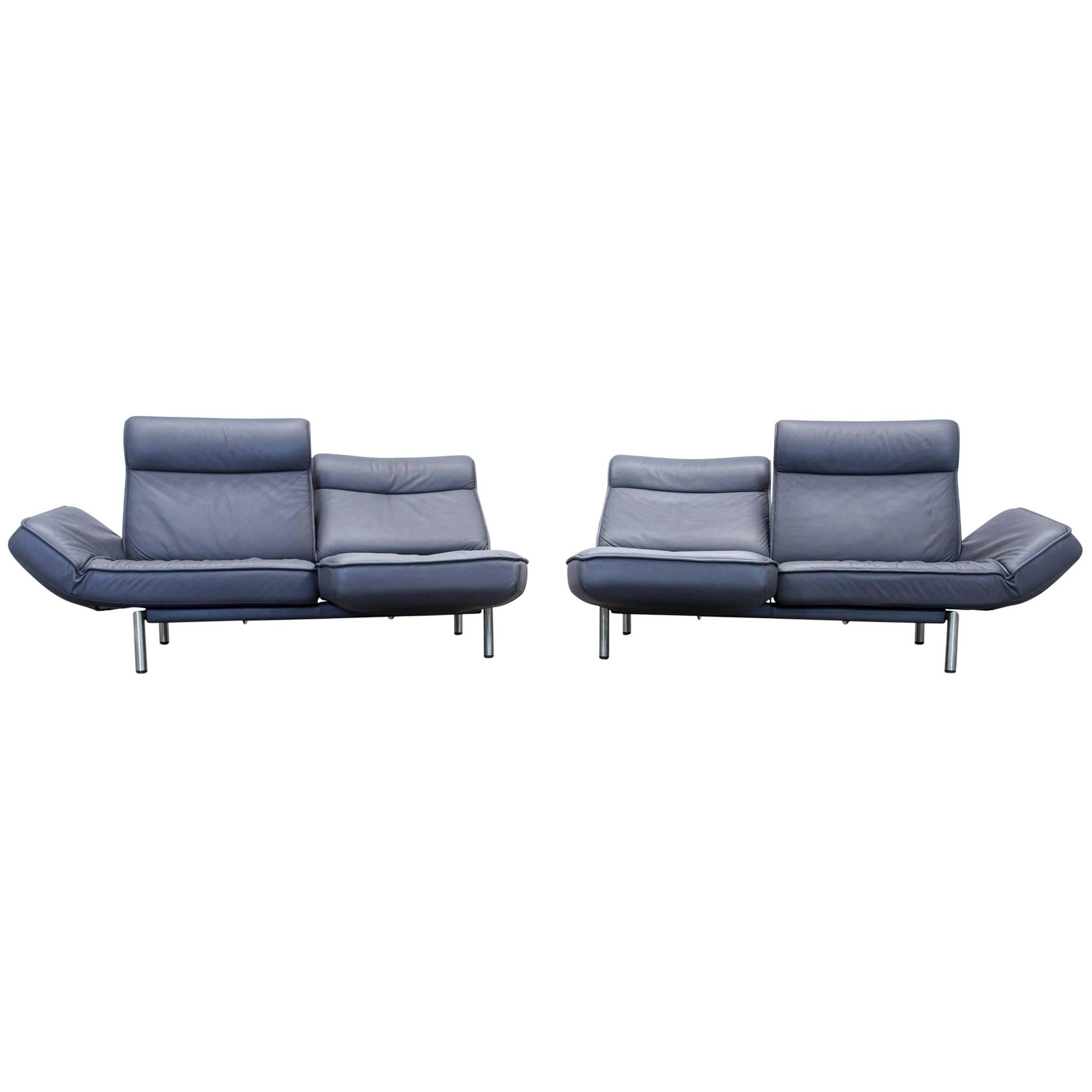 De Sede DS 450 Designer Leather Sofa Set Anthrazit Relax Function Two-Seat For Sale