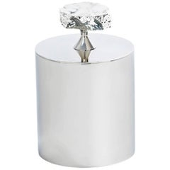 Heritage Lidded Small Vessel in Snowy Turquoise and Silver, in Stock