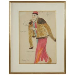 Watercolor Painting of a Russian Dancer from the Russian Theatre
