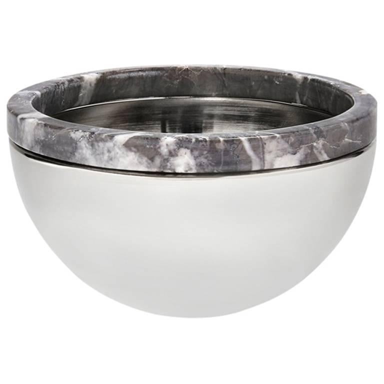 Dual Bowl in Carnico Marble and Polished Metal by ANNA new york