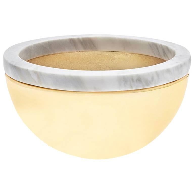 Dual Bowl Carrara Marble and Gold, in Stock