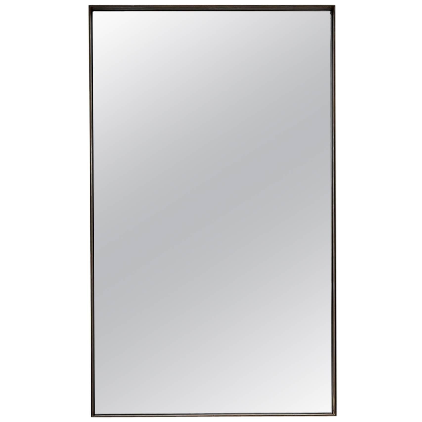 Salvatori Rectangular Quadro Mirror with Deep Frame in Burnished Brass For Sale