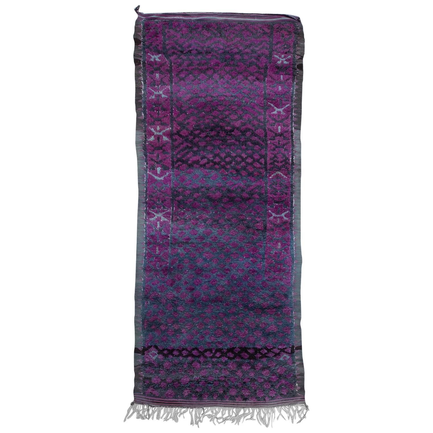 Vintage Moroccan Talsint Rug, Black and Purple For Sale
