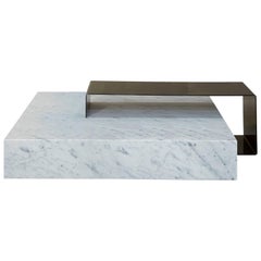 Salvatori Ta_Volo Coffee Table in Iron & Bianco Carrara Marble by Franz Siccardo