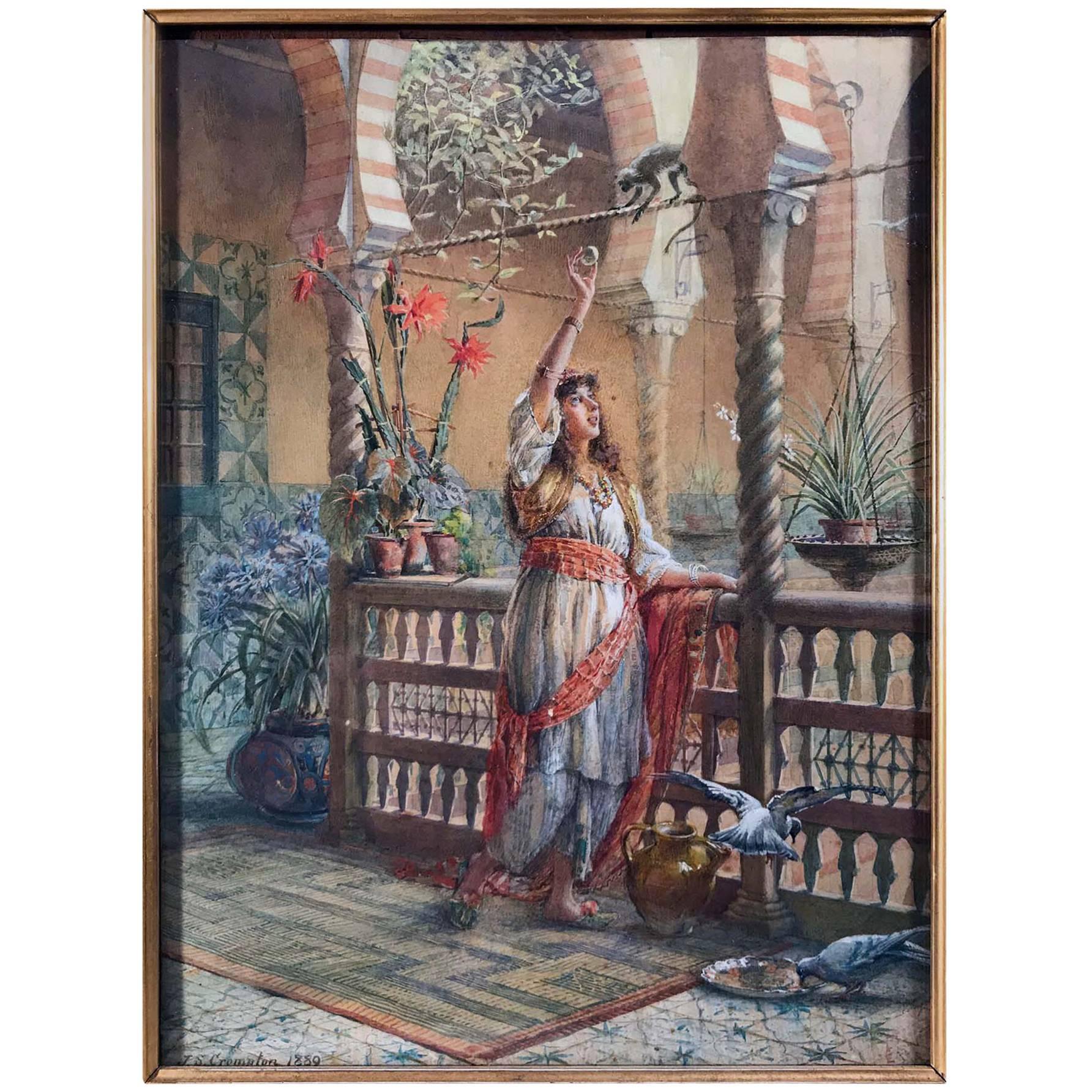 James Shaw Crompton "Want a Bit?" watercolor, signed J S Crompton and dated 1889 For Sale