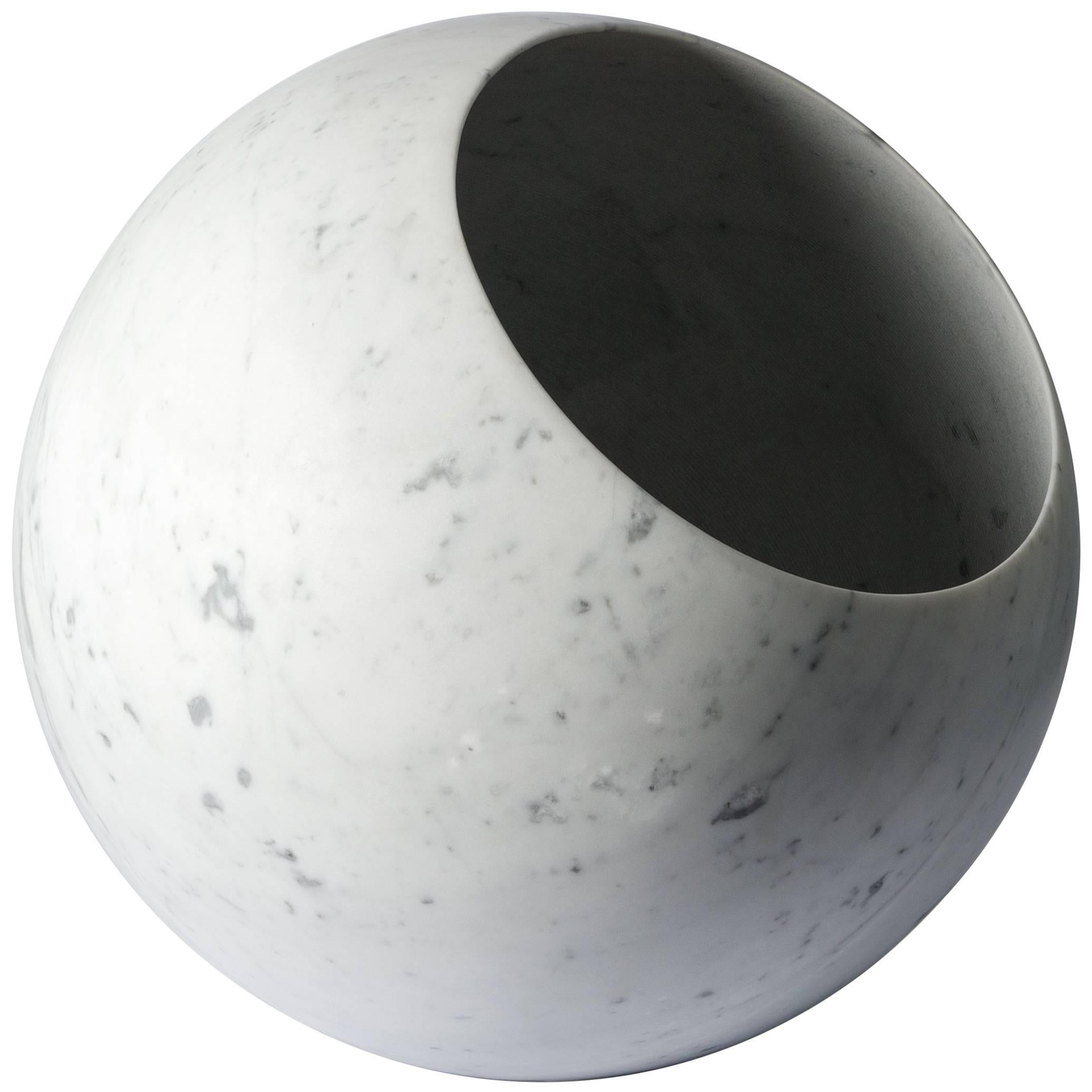 Salvatori Urano Spherical Floor Lamp 50 in Bianco Carrara Marble by Elisa Ossino For Sale