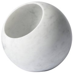 Salvatori Urano Spherical Table Lamp 18 in Bianco Carrara Marble by Elisa Ossino