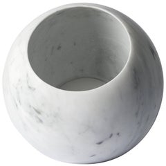 Salvatori Urano Spherical Table Lamp 30 in Bianco Carrara Marble by Elisa Ossino