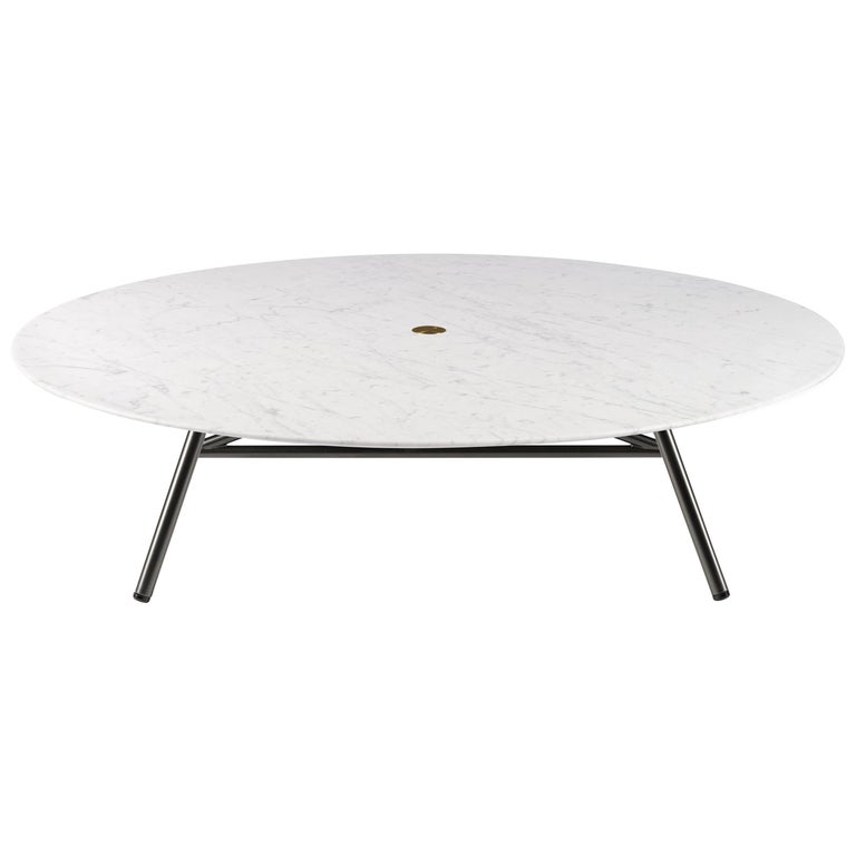Salvatori Low Medium W Round Coffee Table in Honed Bianco Carrara