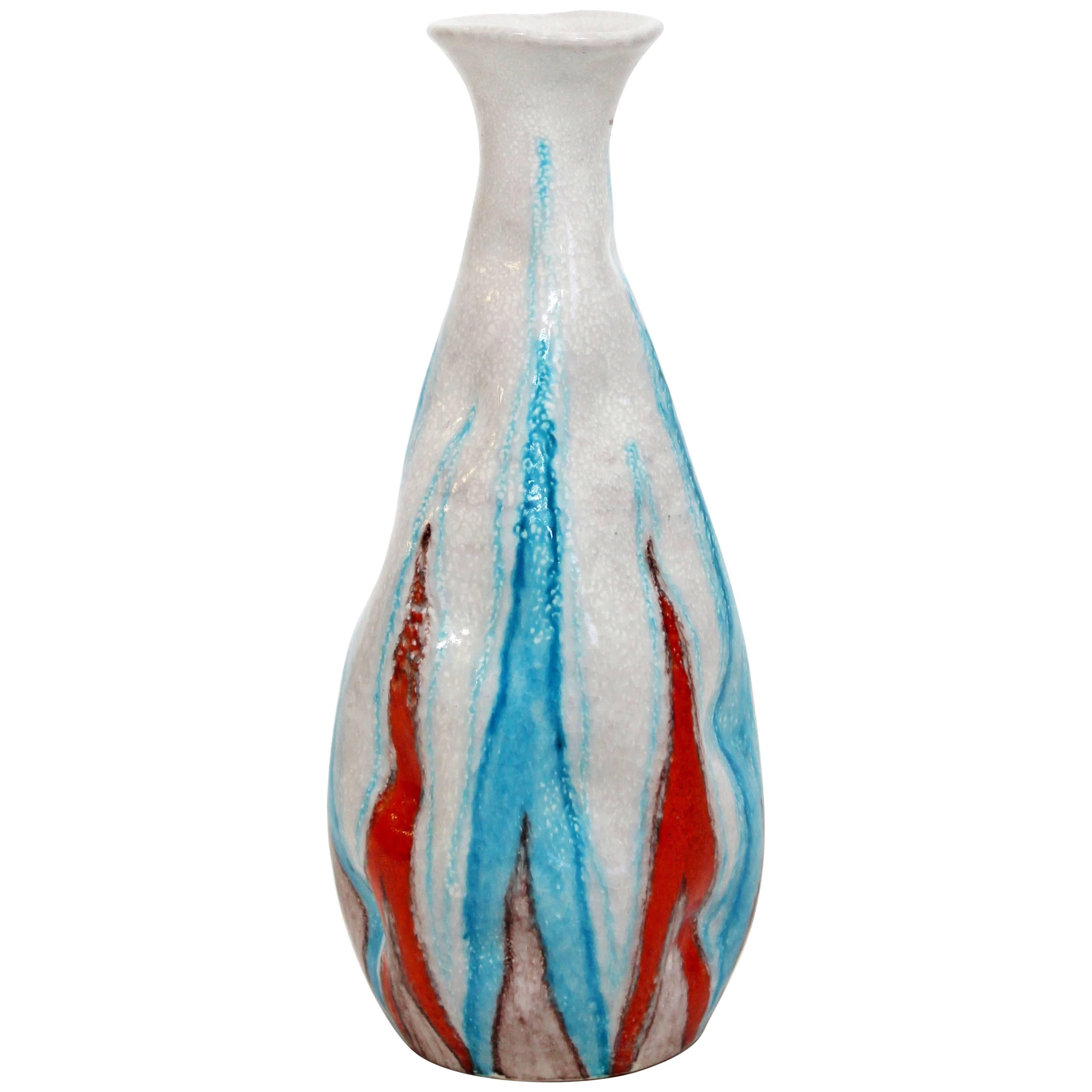 Gift for Her. Mid Century Decor Vintage Ceramic Textured Splatter Vase