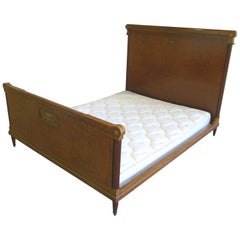 Late 19th Century Louis XVI Burled Walnut Queen-Size Bed