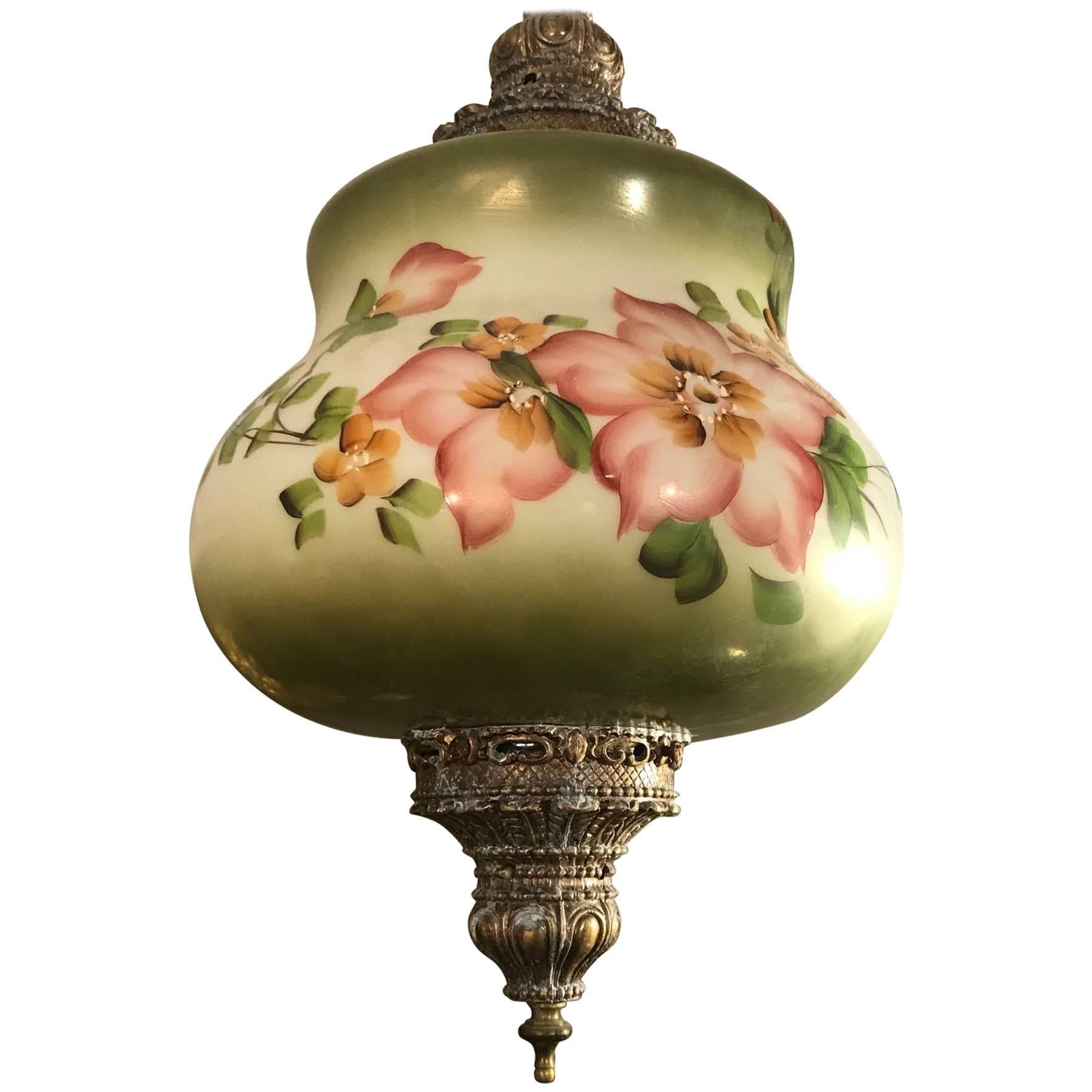 Lovely Hand-Painted Vintage Pendant Light Fixture