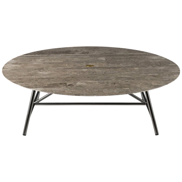 Salvatori Large W Round Coffee Table In Lithoverde Gris Du Marais Salvatori Large W Round Coffee Table In Lithoverde Gris Du Marais Marble For