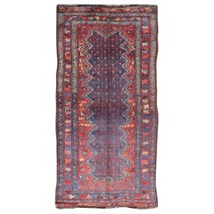 Blue Background Antique N.W. Persian Rug with Zig-Zag Field and Tribal Motifs