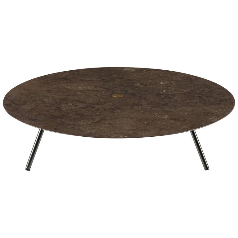 Salvatori Large W Round Coffee Table In Lithoverde Pietra D Avola Salvatori Low Large W Round Coffee Table In Honed Pietra D Avola Natural Stone