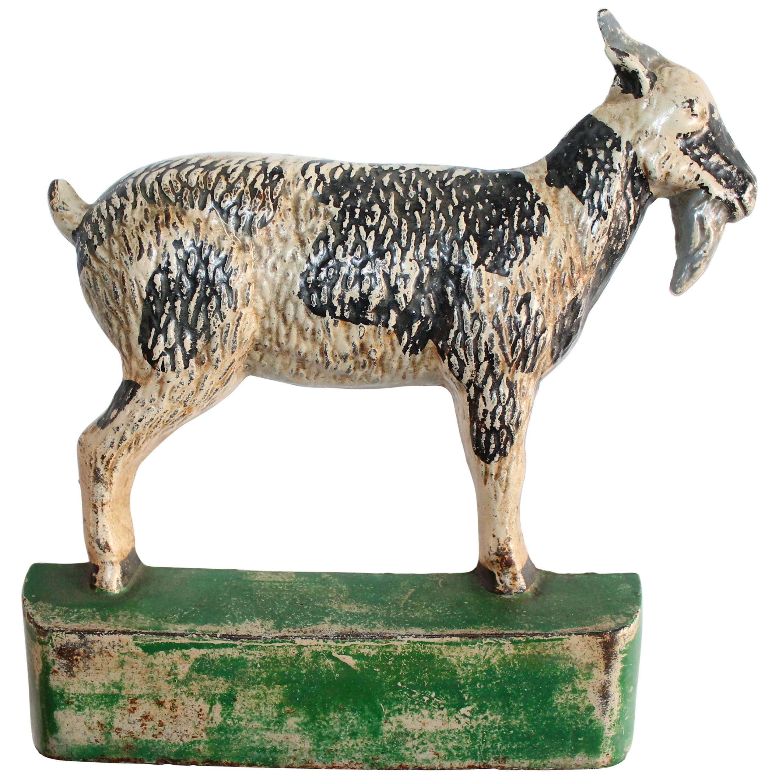 Cast Iron Goat in Original Painted Surface
