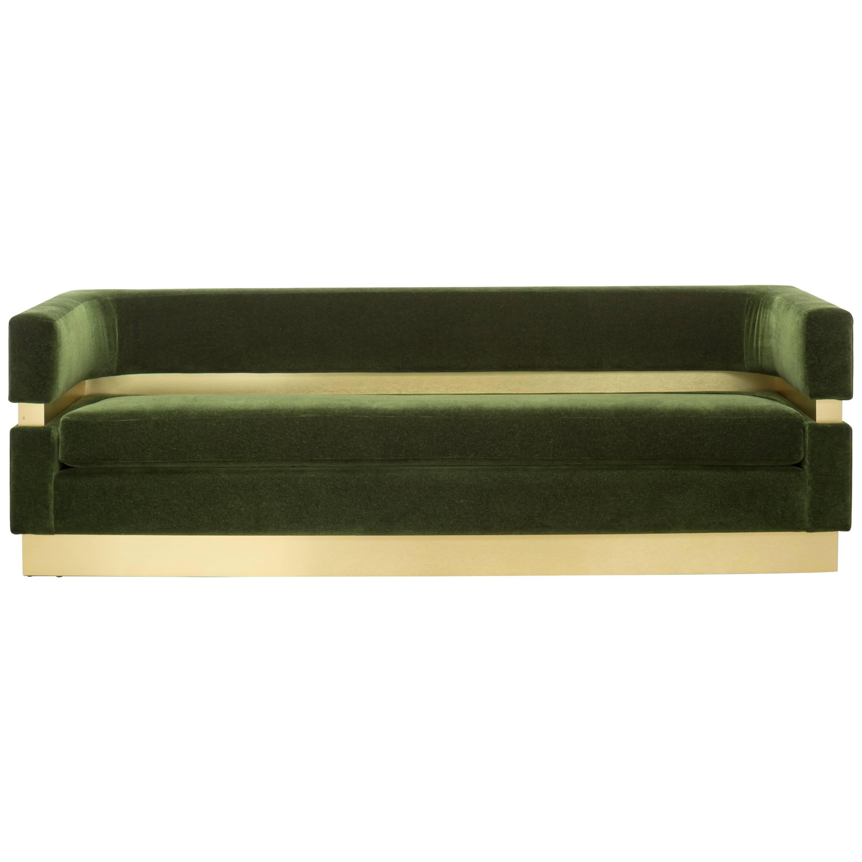 CARDIN SOFA - Modern Emerald Green Mohair Sofa