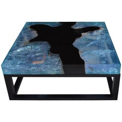 Andrianna Shamaris Blue Cracked Resin Coffee Table
