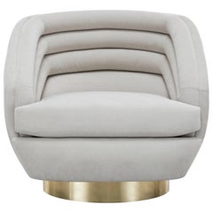 RAOUL SWIVEL CHAIR  - Modern Ultra Suede Swivel Chair with Brass Base