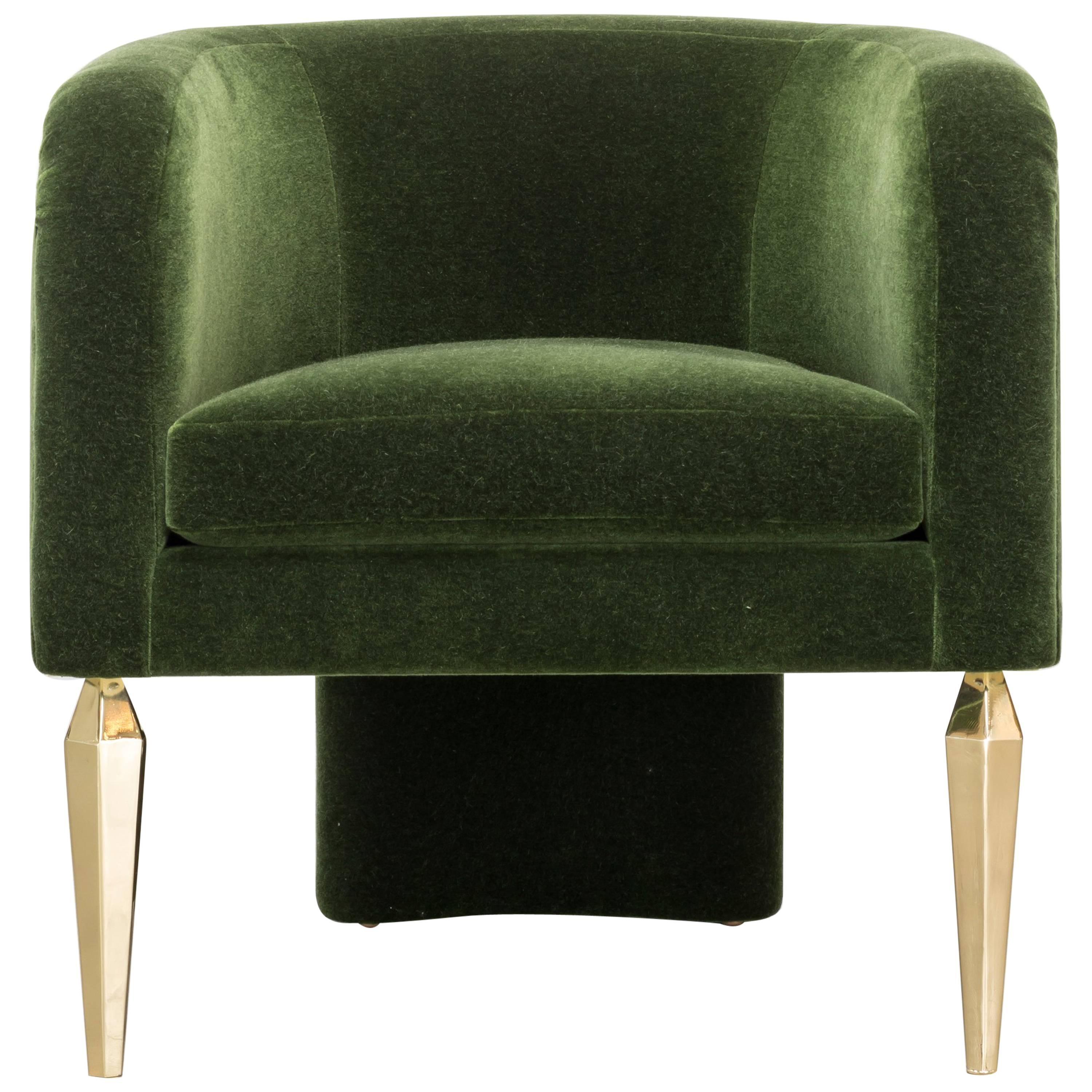 POMPE CHAIR - Modern Mohair Chair with Stiletto Legs and a Waterfall Back
