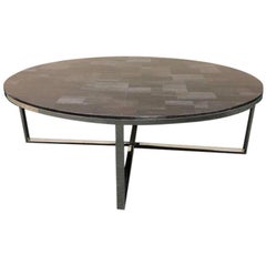 Palecek Petrified Wood and Chrome Coffee Table