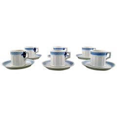Six Sets of Royal Copenhagen Blue Fan Pattern Coffee Cup and Saucer No. 11548