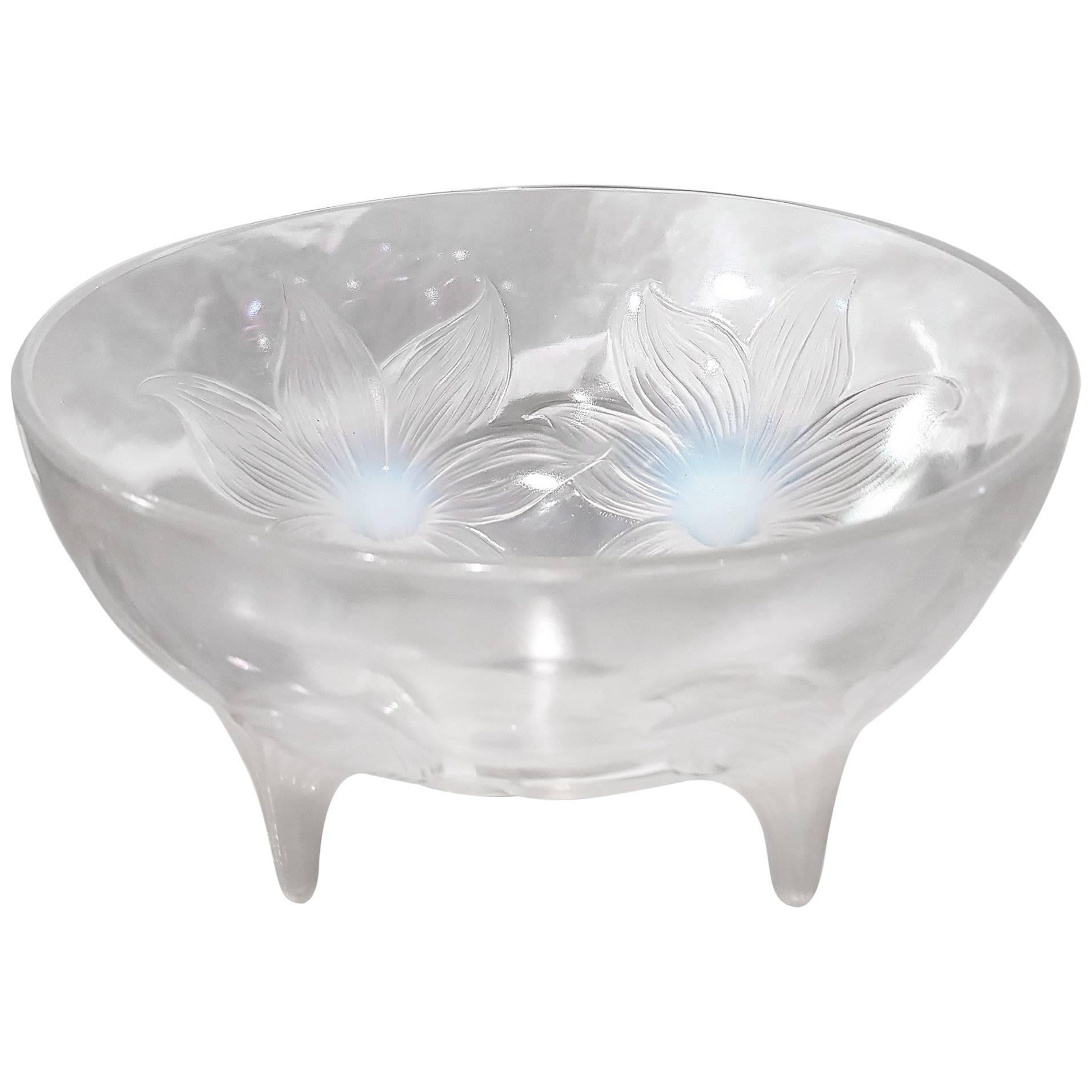 'Lys', Art Deco Bowl by Rene Lalique in Opalescent Glass