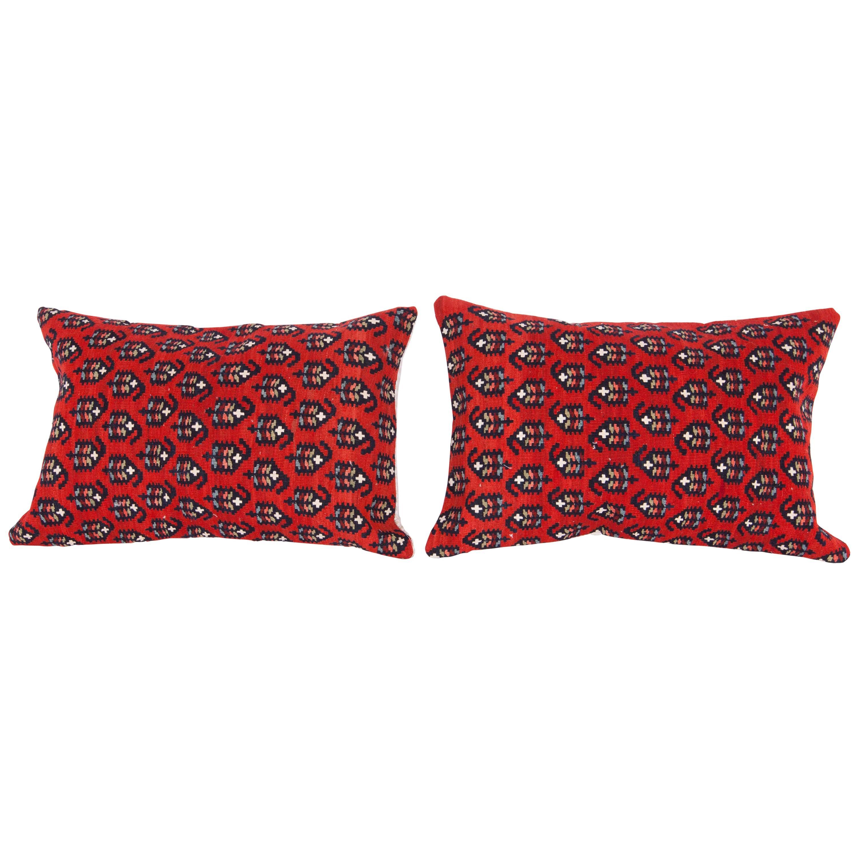 Antique Early 20th C. Pillow cases made from a Caucasian armenian Karabagh kilim For Sale