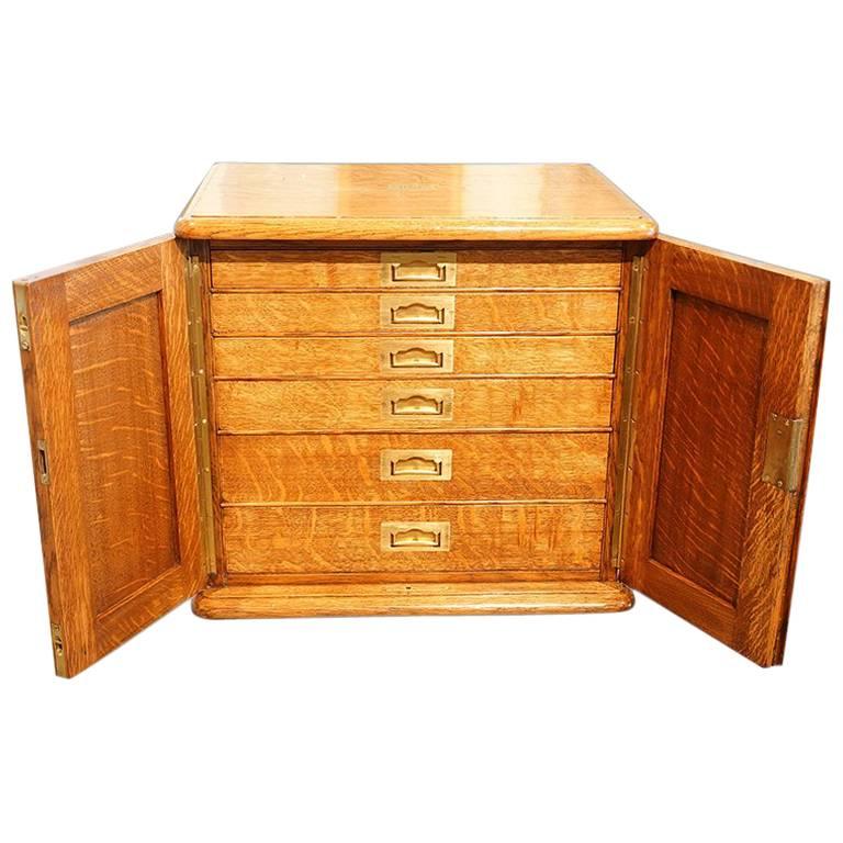 Edwardian Oak Collectors Cabinet