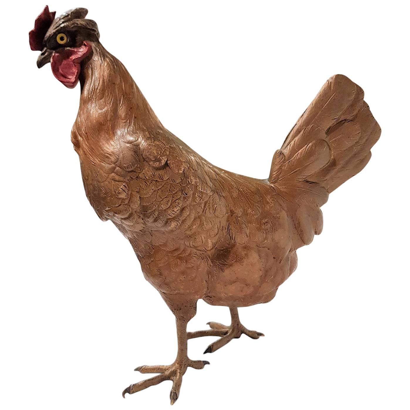 Franz Bergman Cold-Painted Bronze Chicken For Sale